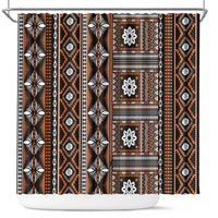 Fiji Masi Tapa Pattern Orange Shower Curtain LT01 Orange - Polynesian Pride