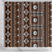 Fiji Masi Tapa Pattern Orange Shower Curtain LT01 - Polynesian Pride
