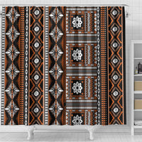 Fiji Masi Tapa Pattern Orange Shower Curtain LT01 - Polynesian Pride