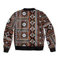 Fiji Masi Tapa Pattern Orange Sleeve Zip Bomber Jacket LT01 - Polynesian Pride
