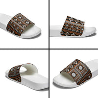Fiji Masi Tapa Pattern Orange Slide Sandals LT01 - Polynesian Pride