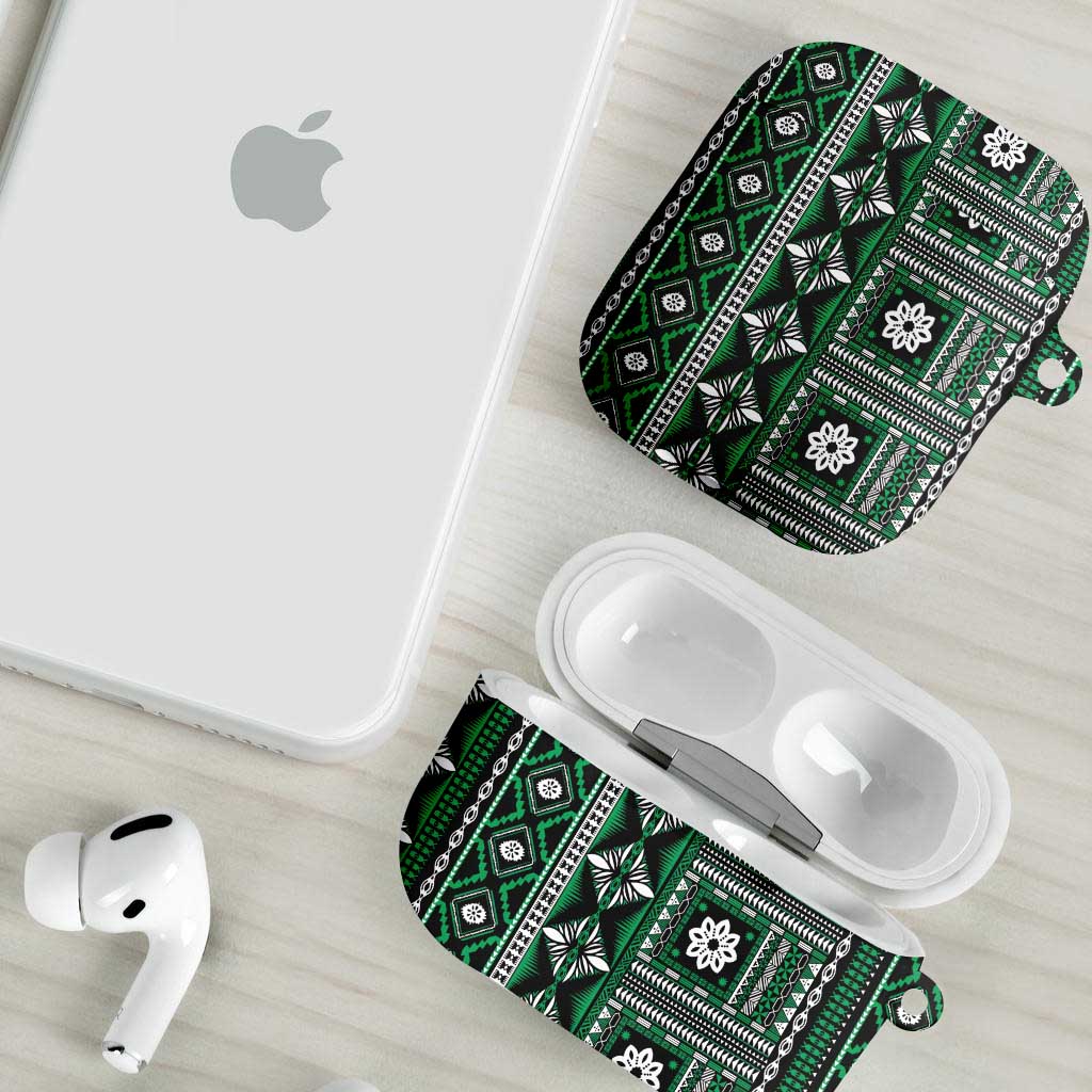 Fiji Masi Tapa Pattern Green AirPods Case - Polynesian Pride