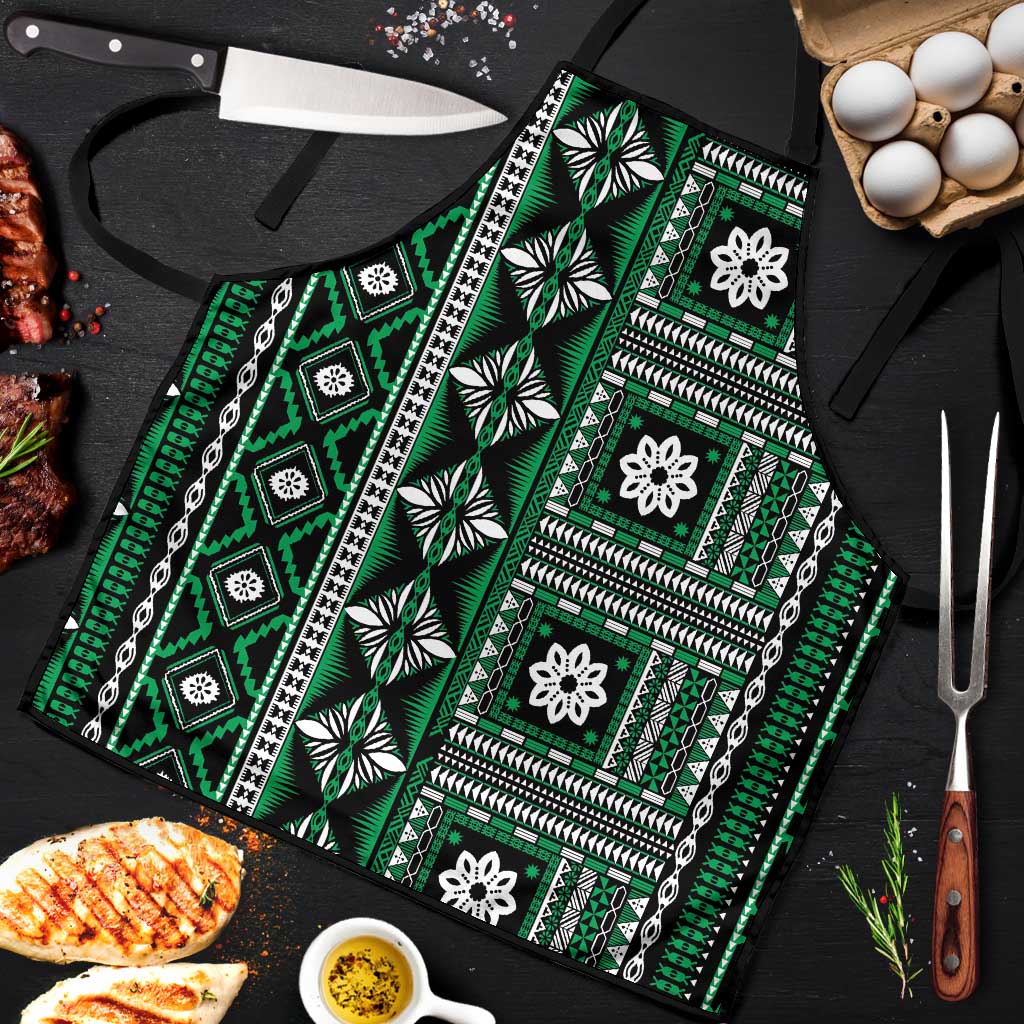 Fiji Masi Tapa Pattern Green Apron - Polynesian Pride