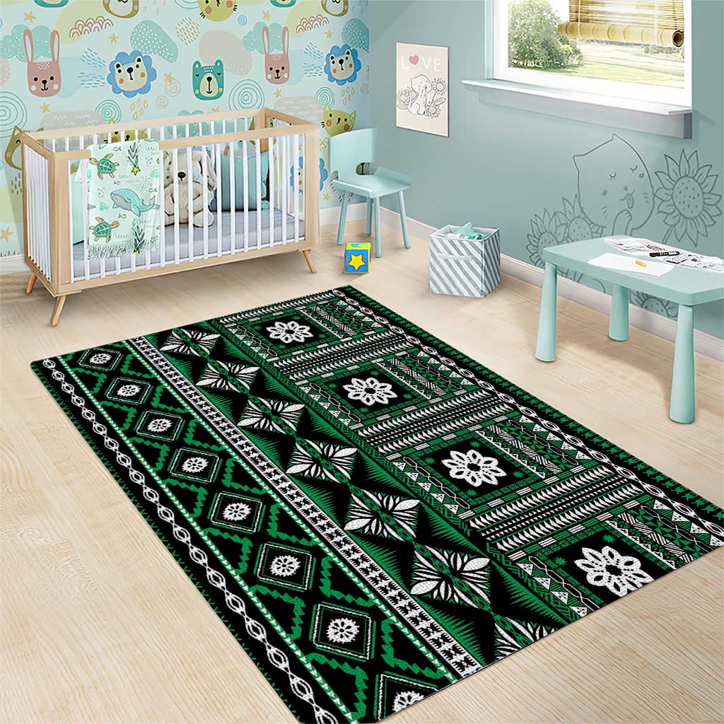 Fiji Masi Tapa Pattern Green Area Rug LT01 - Polynesian Pride