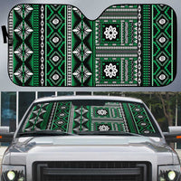 Fiji Masi Tapa Pattern Green Auto Sun Shade - Polynesian Pride