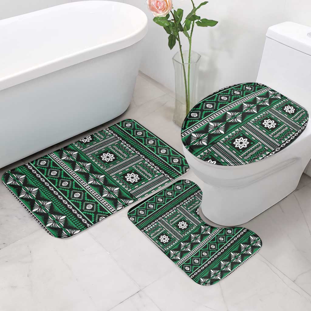 Fiji Masi Tapa Pattern Green Bathroom Set - Polynesian Pride