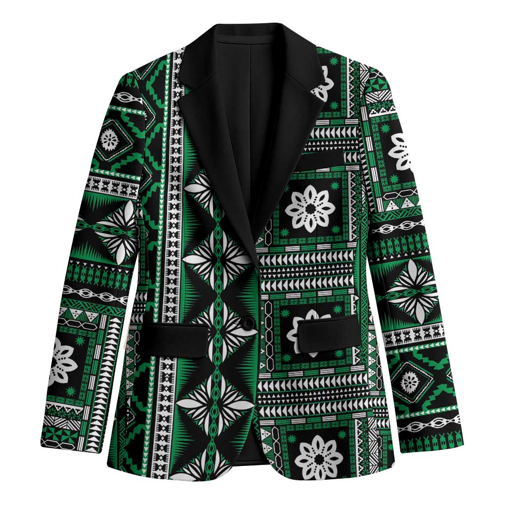 Fiji Masi Tapa Pattern Green Blazer - Polynesian Pride