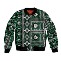 Fiji Masi Tapa Pattern Green Bomber Jacket LT01 Unisex Green - Polynesian Pride