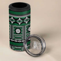 Fiji Masi Tapa Pattern Green 4 in 1 Can Cooler Tumbler - Polynesian Pride