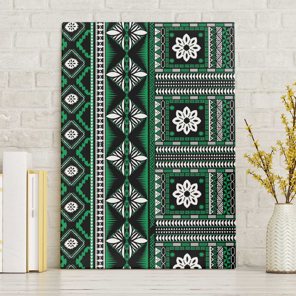 Fiji Masi Tapa Pattern Green Canvas Wall Art - Polynesian Pride