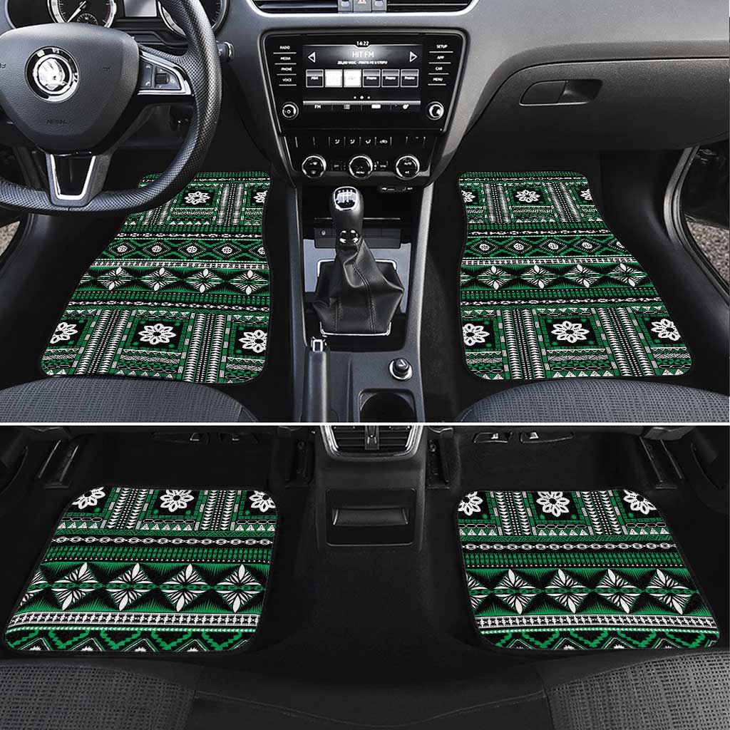 Fiji Masi Tapa Pattern Green Car Mats - Polynesian Pride