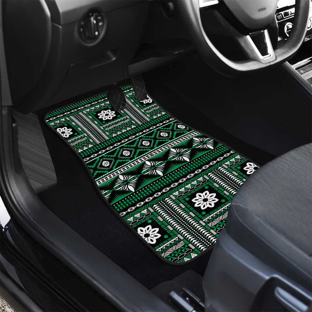 Fiji Masi Tapa Pattern Green Car Mats LT01 - Polynesian Pride