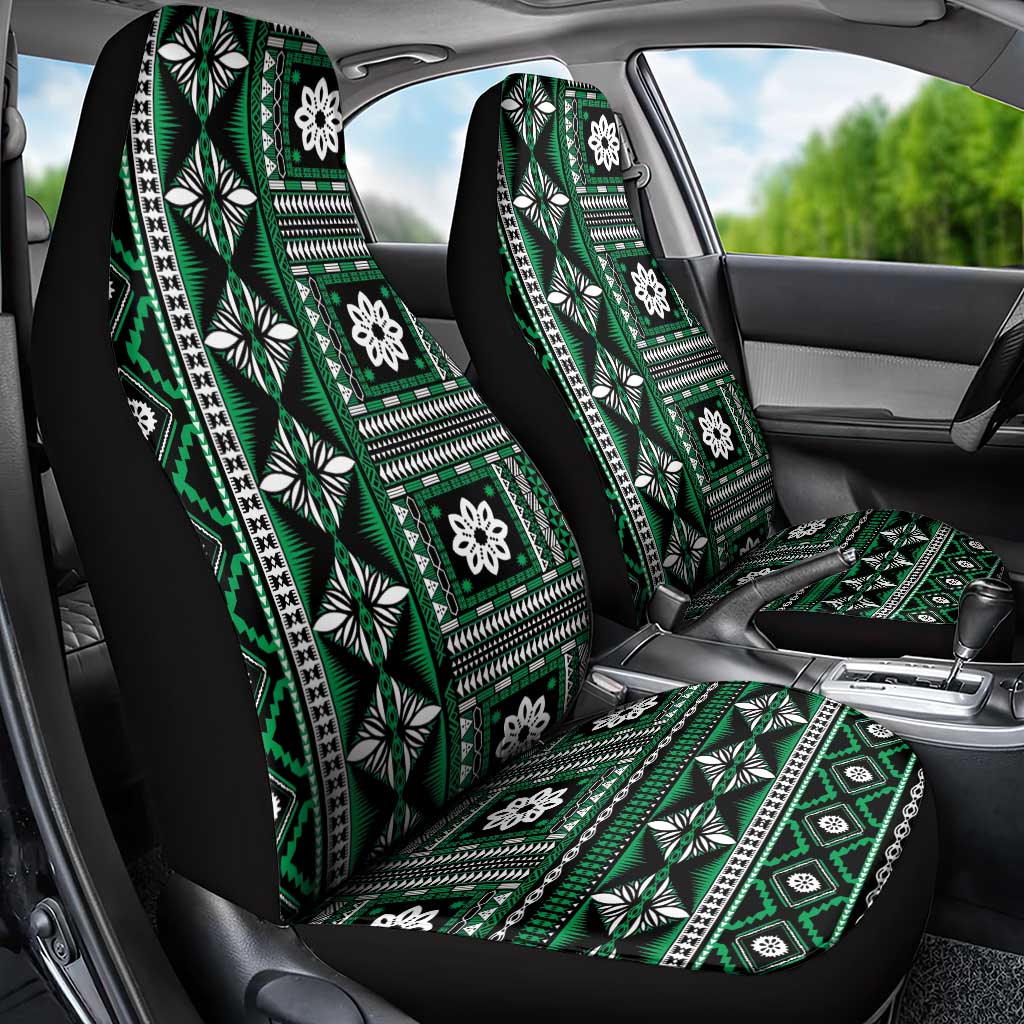 Fiji Masi Tapa Pattern Green Car Seat Cover - Polynesian Pride