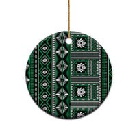 Fiji Masi Tapa Pattern Green Ceramic Ornament LT01 - Polynesian Pride