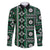 Fiji Masi Tapa Pattern Green Family Matching Off The Shoulder Long Sleeve Dress and Hawaiian Shirt - Polynesian Pride