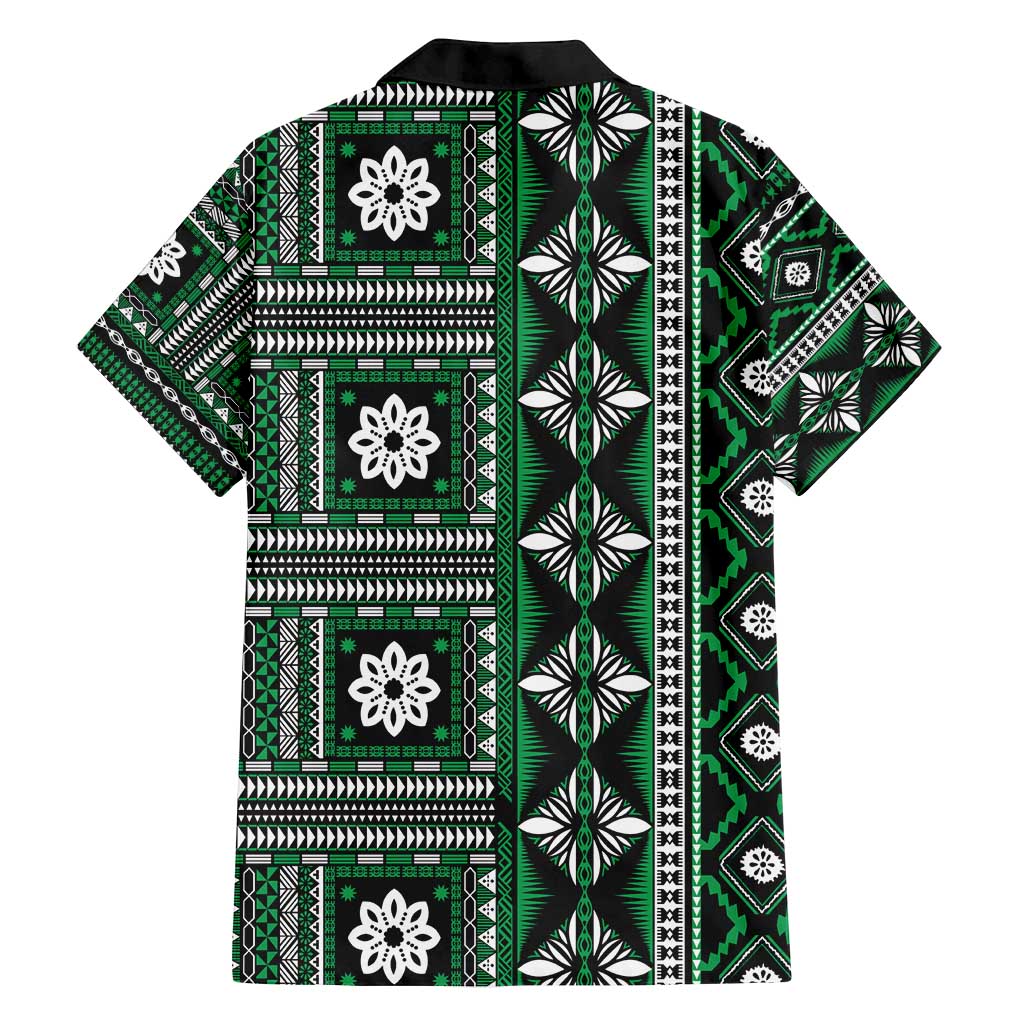 Fiji Masi Tapa Pattern Green Family Matching Puletasi and Hawaiian Shirt - Polynesian Pride