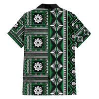 Fiji Masi Tapa Pattern Green Family Matching Short Sleeve Bodycon Dress and Hawaiian Shirt - Polynesian Pride