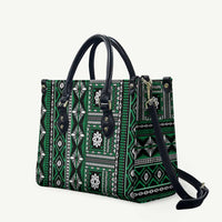 Fiji Masi Tapa Pattern Green Leather Bag - Polynesian Pride