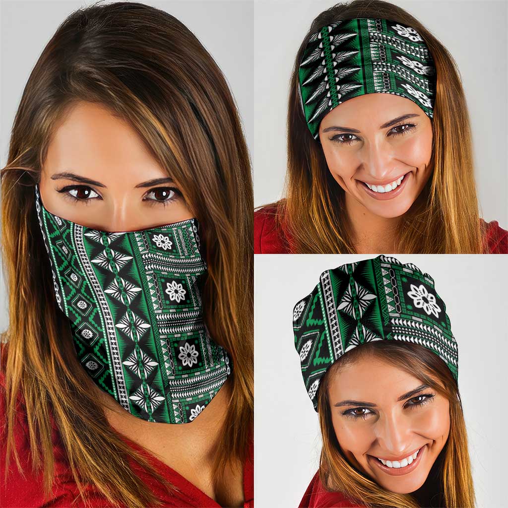 Fiji Masi Tapa Pattern Green Neck Gaiter LT01 - Polynesian Pride