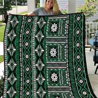 Fiji Masi Tapa Pattern Green Quilt - Polynesian Pride