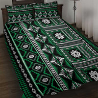 Fiji Masi Tapa Pattern Green Quilt Bed Set - Polynesian Pride