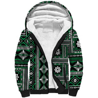 Fiji Masi Tapa Pattern Green Sherpa Hoodie LT01 Unisex Green - Polynesian Pride