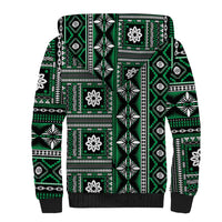 Fiji Masi Tapa Pattern Green Sherpa Hoodie LT01 - Polynesian Pride