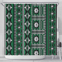 Fiji Masi Tapa Pattern Green Shower Curtain LT01 - Polynesian Pride