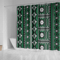 Fiji Masi Tapa Pattern Green Shower Curtain LT01 - Polynesian Pride