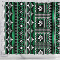 Fiji Masi Tapa Pattern Green Shower Curtain LT01 - Polynesian Pride