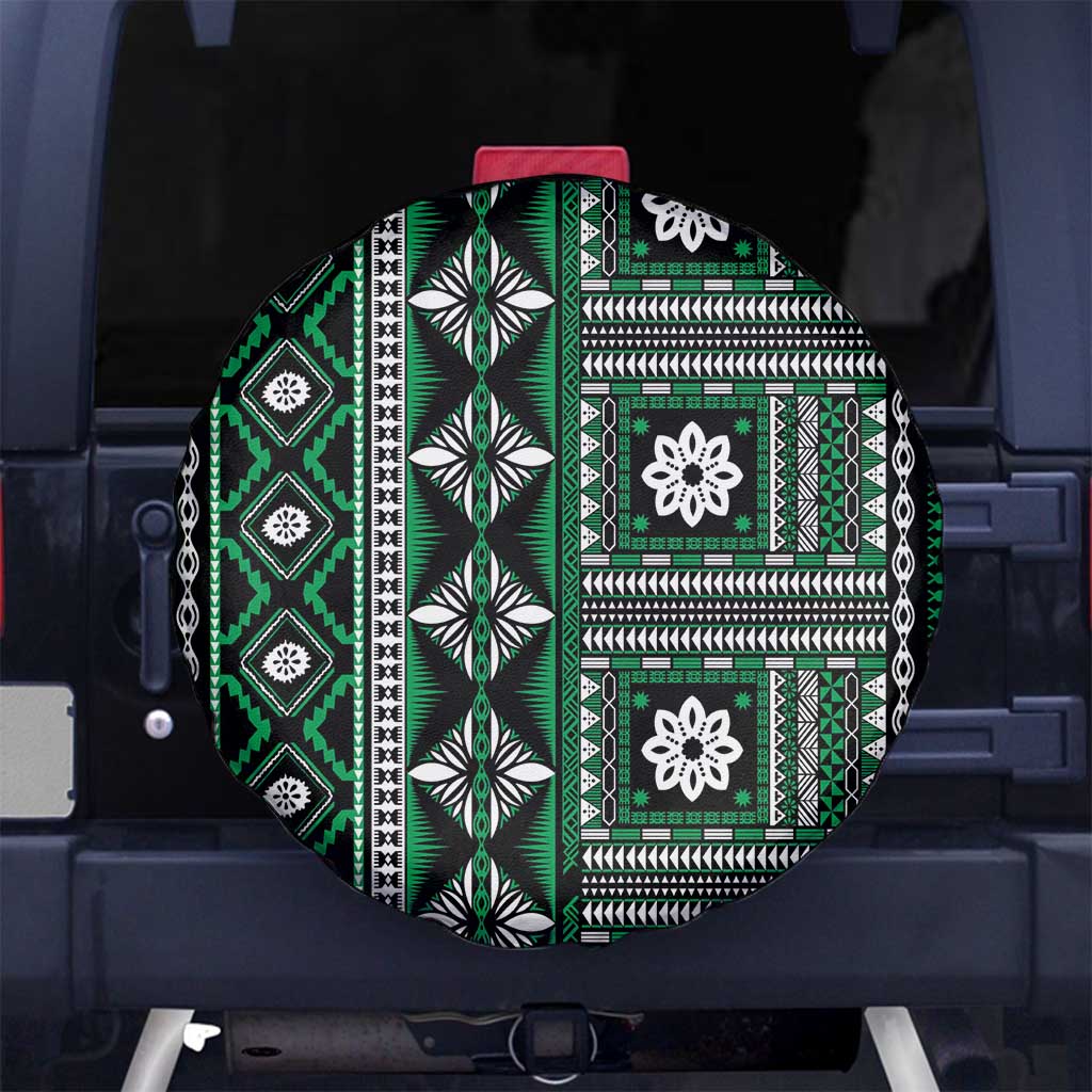 Fiji Masi Tapa Pattern Green Spare Tire Cover LT01 No hole Green - Polynesian Pride