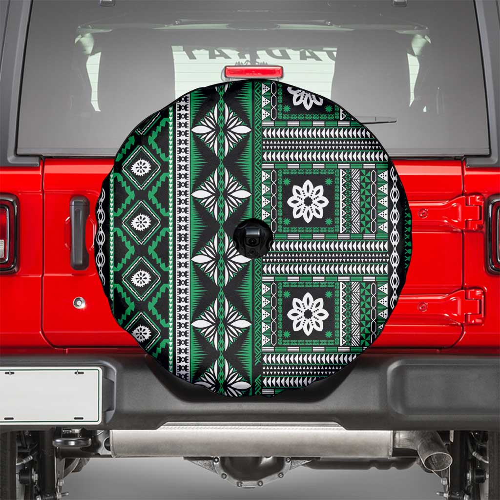 Fiji Masi Tapa Pattern Green Spare Tire Cover LT01 - Polynesian Pride