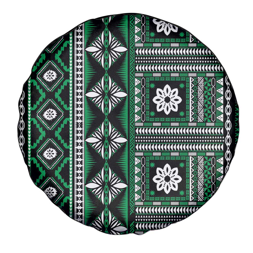 Fiji Masi Tapa Pattern Green Spare Tire Cover LT01 - Polynesian Pride