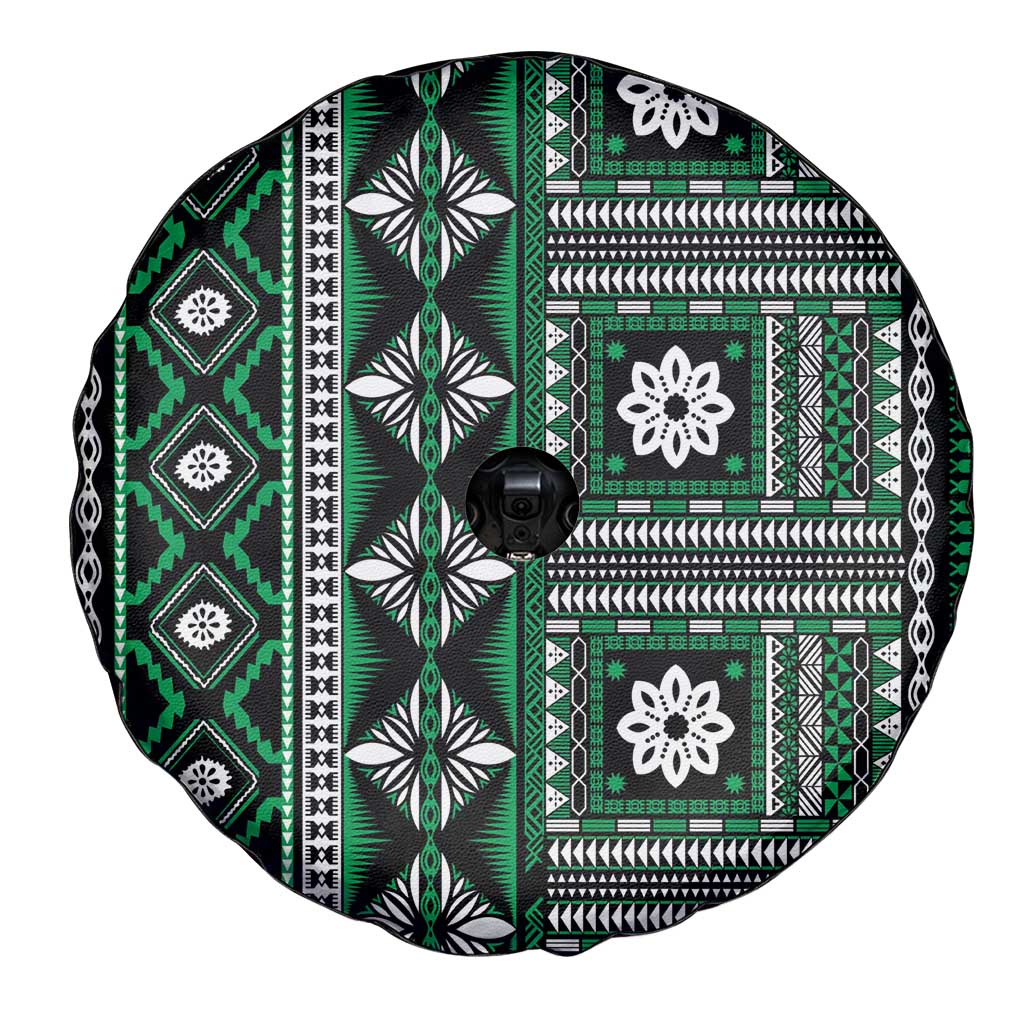 Fiji Masi Tapa Pattern Green Spare Tire Cover LT01 - Polynesian Pride