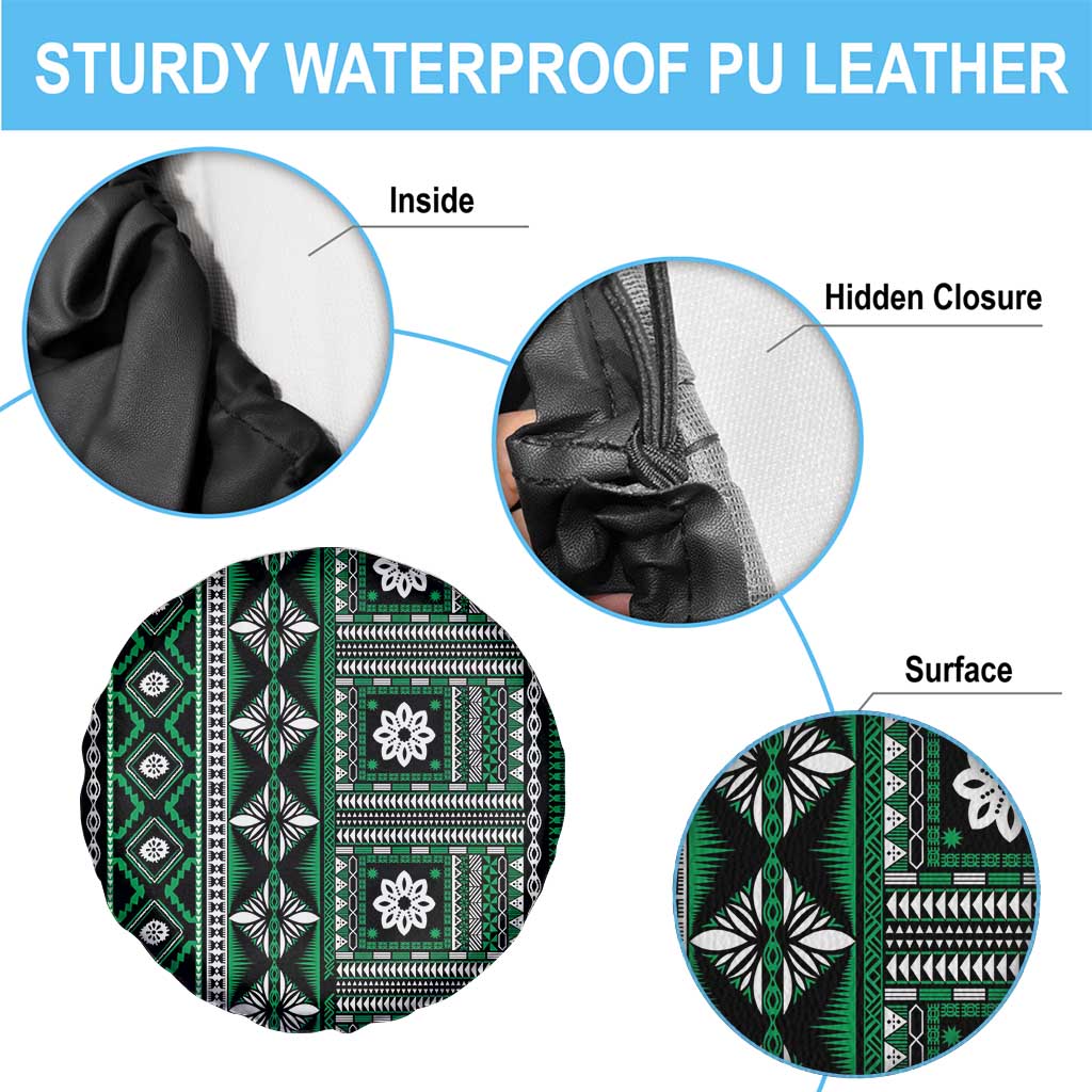 Fiji Masi Tapa Pattern Green Spare Tire Cover LT01 - Polynesian Pride