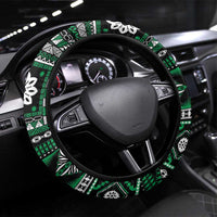 Fiji Masi Tapa Pattern Green Steering Wheel Cover LT01 Universal Fit Green - Polynesian Pride