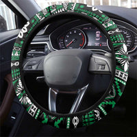 Fiji Masi Tapa Pattern Green Steering Wheel Cover LT01 - Polynesian Pride