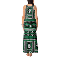 Fiji Masi Tapa Pattern Green Tank Maxi Dress LT01 - Polynesian Pride
