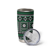 Fiji Masi Tapa Pattern Green Tumbler Cup - Polynesian Pride