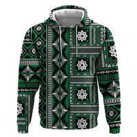 Fiji Masi Tapa Pattern Green Zip Hoodie - Polynesian Pride