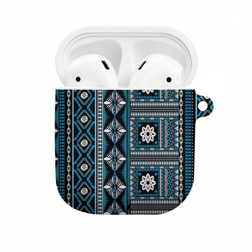 Fiji Masi Tapa Pattern Blue AirPods Case - Polynesian Pride