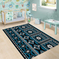 Fiji Masi Tapa Pattern Blue Area Rug LT01 - Polynesian Pride