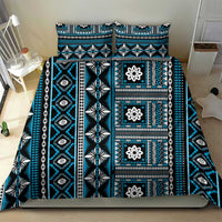 Fiji Masi Tapa Pattern Blue Bedding Set - Polynesian Pride
