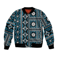 Fiji Masi Tapa Pattern Blue Bomber Jacket LT01 Unisex Blue - Polynesian Pride