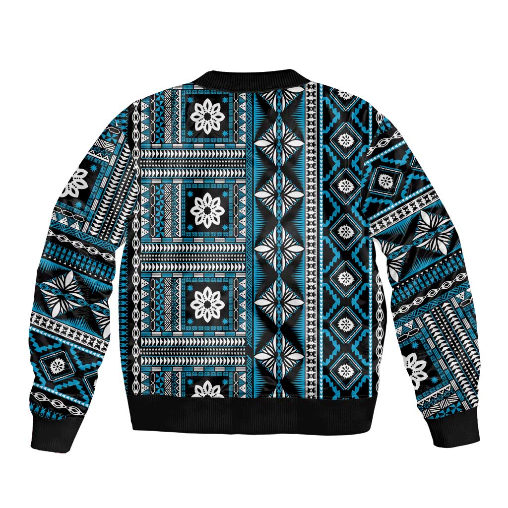 Fiji Masi Tapa Pattern Blue Bomber Jacket LT01 - Polynesian Pride