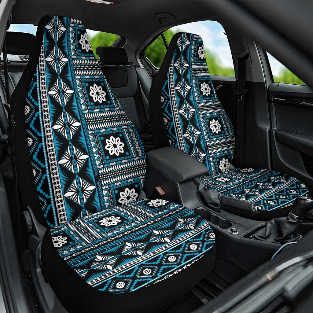 Fiji Masi Tapa Pattern Blue Car Seat Cover - Polynesian Pride