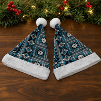 Fiji Masi Tapa Pattern Blue Christmas Santa Hat - Polynesian Pride