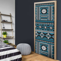 Fiji Masi Tapa Pattern Blue Door Cover - Polynesian Pride