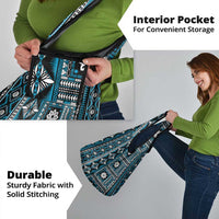 Fiji Masi Tapa Pattern Blue Grocery Bag - Polynesian Pride