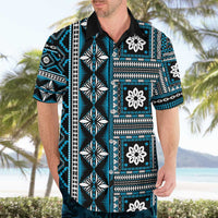 Fiji Masi Tapa Pattern Blue Hawaiian Shirt - Polynesian Pride